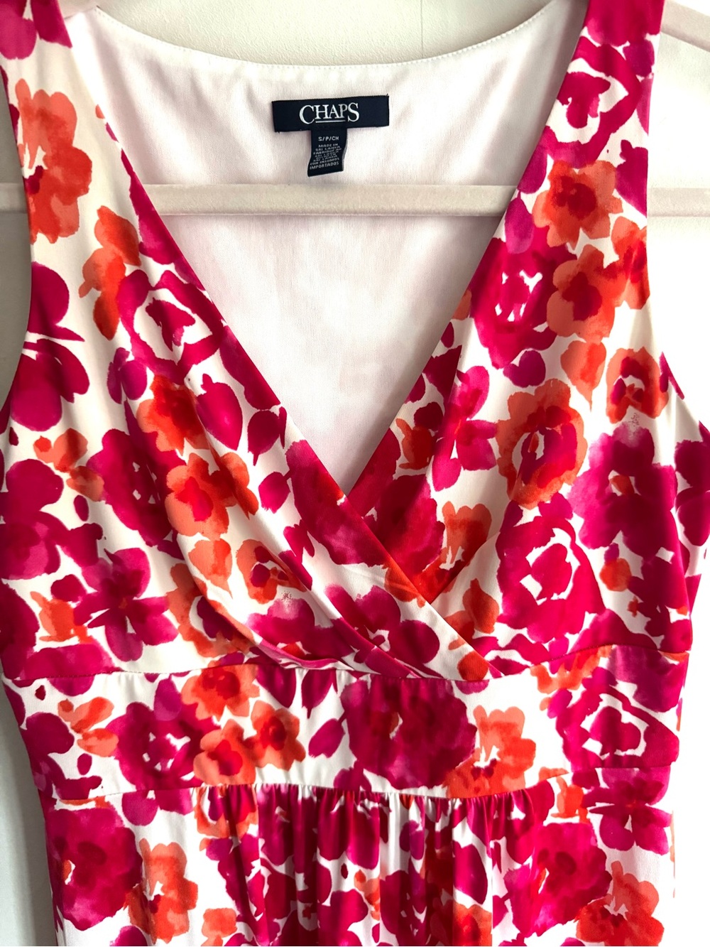 Chaps Red and Orange Floral Midi Dress